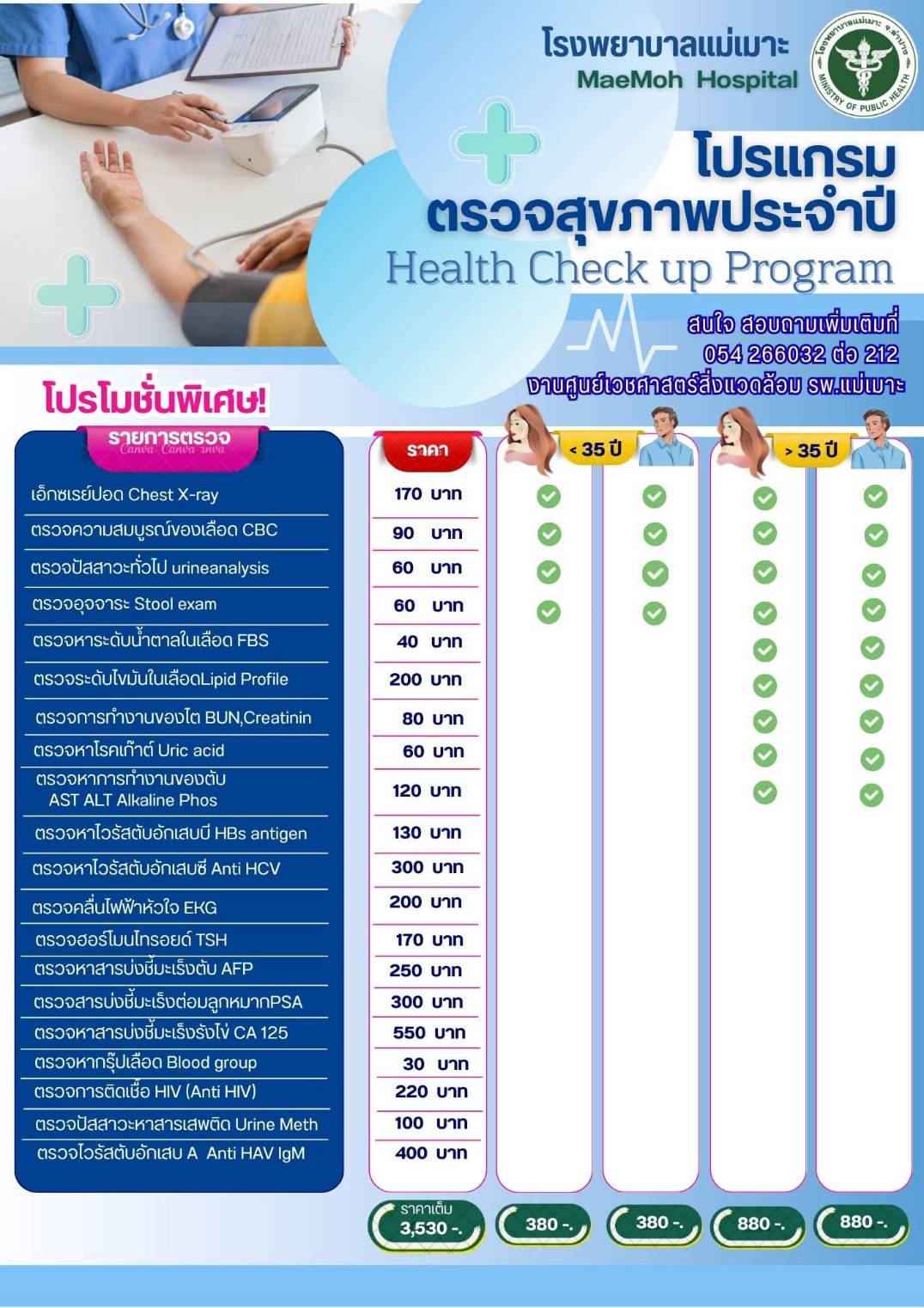 CheckUP รายการตรวจสุขภาพประจำปี